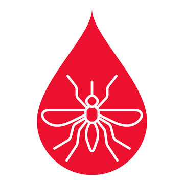 Vector icon of mosquito in red blood drop