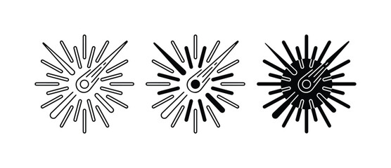 Meteor Shower Icons, Cosmic Event Vector Graphics, Celestial Impact Symbols © MdNaimul