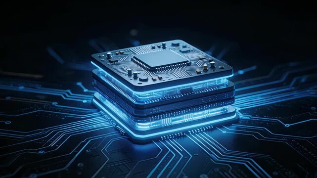 Stacked circuit board with glowing connections