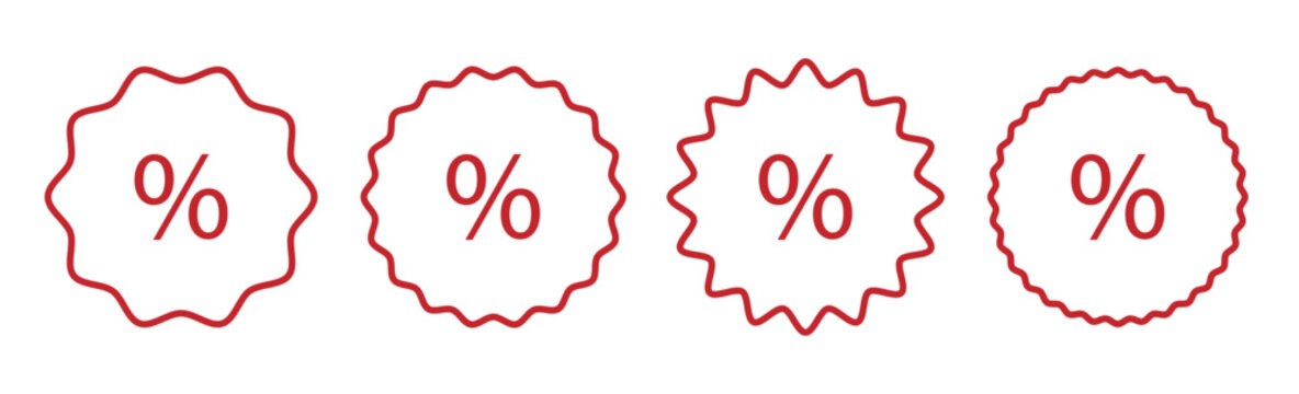 Sale Sticker Icons Bundle &ndash; Discount Percentage Vector Labels