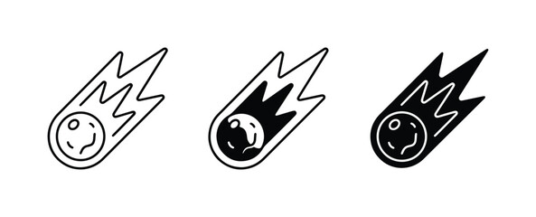 Meteorite Icons, Falling Star Vector Graphics, Comet Symbol Set, Space Astronomy Illustration © Shabir