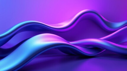 Abstract fluid shapes, vibrant purple hues, smooth gradients. Modern design, dynamic composition, glossy reflections present.