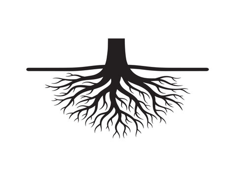 Underground tree foundation silhouette with strong earthy structure design 