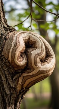 Intriguing Tree Knot with Unique Wood Grain.