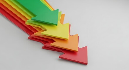 Obraz premium Colorful arrows pointing downwards in a sequence on a surface