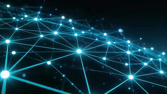 Abstract network of glowing nodes