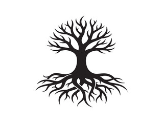 Fototapeta premium Earth anchor root silhouette vector illustration for stability and strength themes 