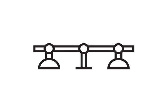 Bedside rail surgery icon set with two red lights, medical safety symbols, and minimal flat vector style