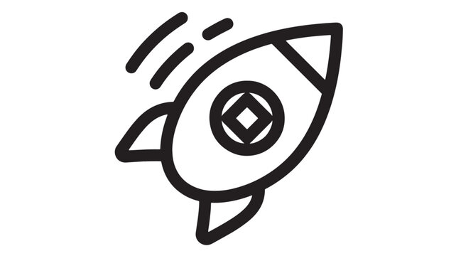 Rocketship icon with diamond core and motion lines for technology, speed, and startup branding on white background
