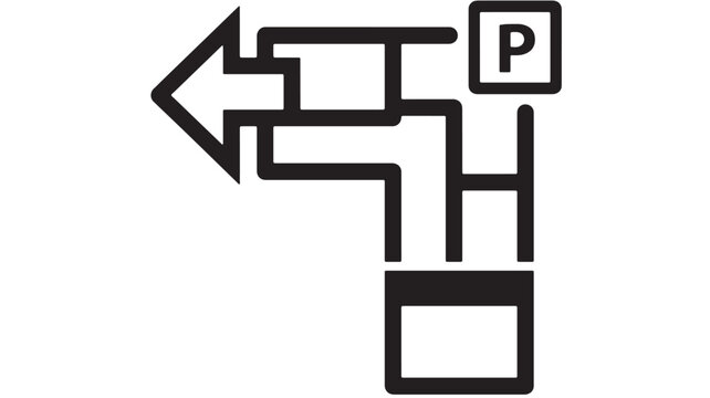Diagrammed workflow icon with arrows, progress blocks and a small person profile placeholder featuring process diagram, direction, navigation with