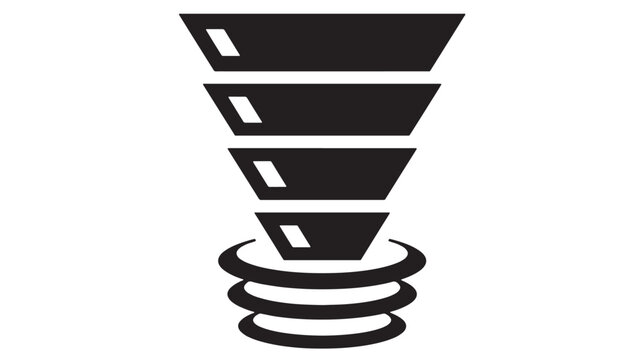 Hourglass progress icon with spring coil effect, black and white UI symbol for improvement and workflow status