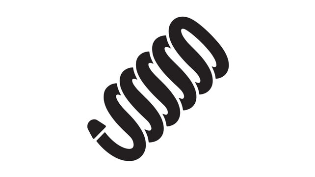 Compression spring icon with black coil loops and white highlights on a clean background for engineering graphics