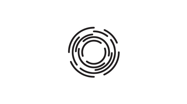 Swirl target icon with concentric rings and curved lines for focusing and attention branding design featuring focus, aiming, interface symbol with