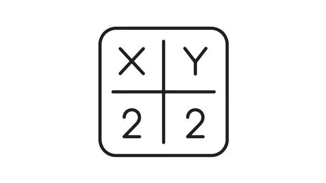Calendar icon with X and Y and checkered 22 grid design for math, logic, analytics and education concepts