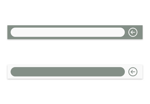 A set of two minimalist input field user interface elements. Featuring a soft sage green and white color palette with rounded corners and a circular arrow action button