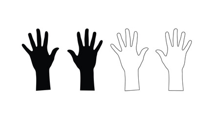 Obraz premium Hands raised in gesture black and white silhouette