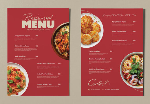 Restaurant Menu Template Layout