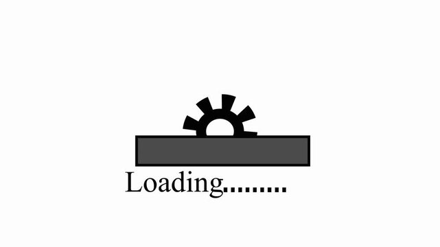 Loading bar animation with industrial gear. Loading bar white progress and text. Loading bar digital business graphic on white background.
