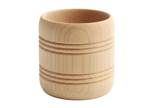Wooden container cup holder for desk office stationery or kitchen isolated on transparent background handcrafted natural timber grain rustic vessel