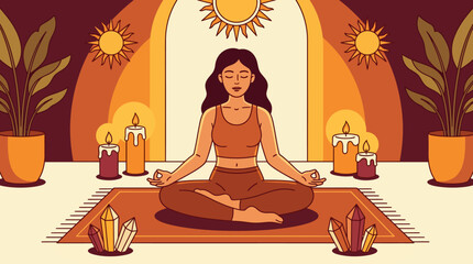 Obraz premium Woman meditating in peaceful indoor setting.