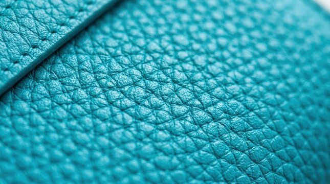 Close-up macro shot of vibrant teal textured leather surface with fine grain pattern.