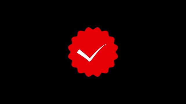 A red check mark verification icon designed to represent success or approval.