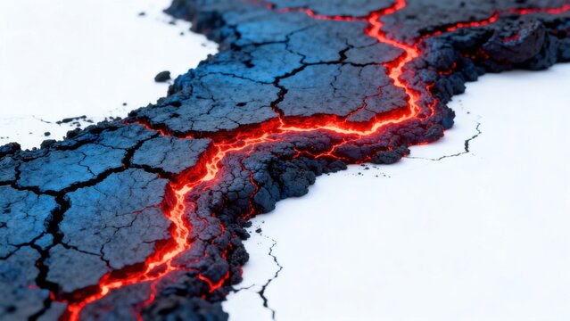 Lava flow through cracked surface