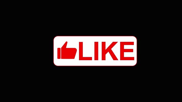 Like button animation with red neon glow. Like button social media symbol and cursor. Like button digital marketing and engagement graphic on black.