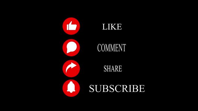 Social media animation with red data dots. Social media like comment share symbols. Social media digital marketing and engagement graphic on black.