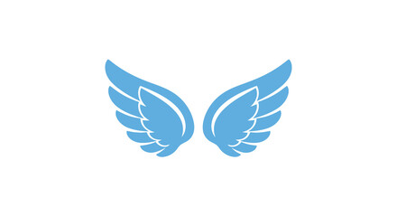Fototapeta premium Blue wings silhouette against a white background