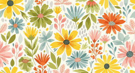 Fototapeta premium Soft blooming flowers arranged in gentle composition with calming pastel palette