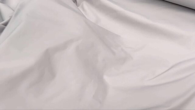 Premium silver grey textile featuring a fine weave and matte surface with sophisticated folds and a high quality finish suitable for modern apparel minimalist interior decor and bespoke tailoring