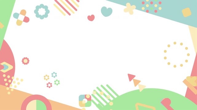 パステルカラーのポップでかわいい幾何学モーショングラフィックス背景