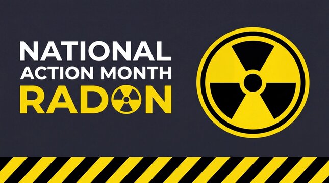National Action Month Radon Awareness Campaign with Warning Symbol.