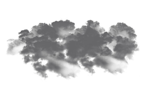 Dense smoke cloud isolated on transparent background for creative compositing projects and visual design assets.