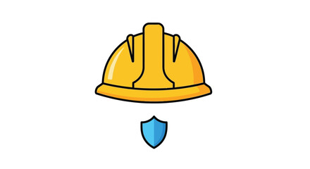 Fototapeta premium Construction helmet and shield icon on a white background