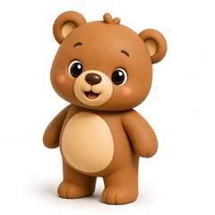 Fototapeta premium Cute cartoon teddy bear toy with plush toy stuffed animal brown bear handmade