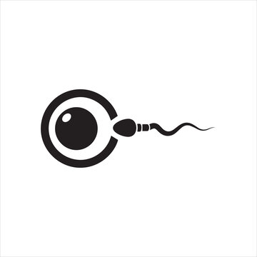  Biological fertilization icon showing a single sperm cell entering an egg cell in a simple black and white design.