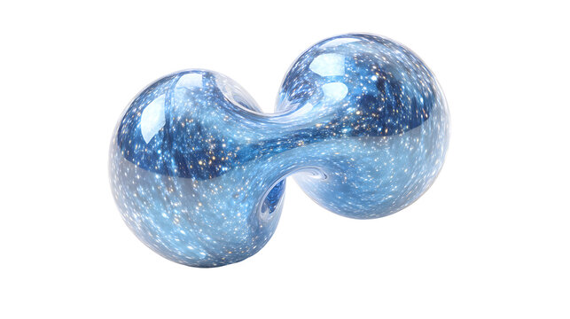 Glowing blue quantum vacuum fluctuation concept with swirling cosmic energy on white background
