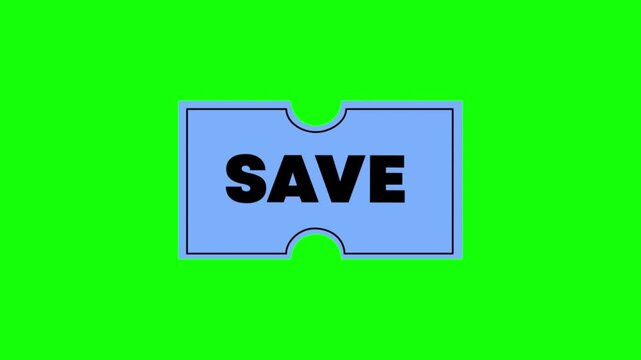 Collection of save button graphics and stickers for e-commerce on a green screen background.