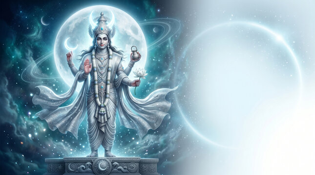 Lord Chandra Hindu Moon God Navagraha Astrology Background