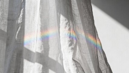 Naklejka premium Sunlight through sheer curtain creating rainbow