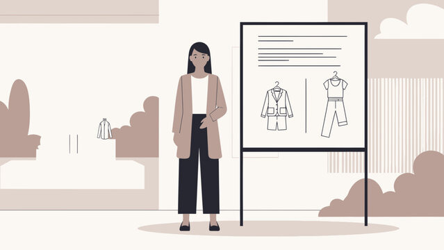 Fashion Designer Presenting Outfit Ideas on Board