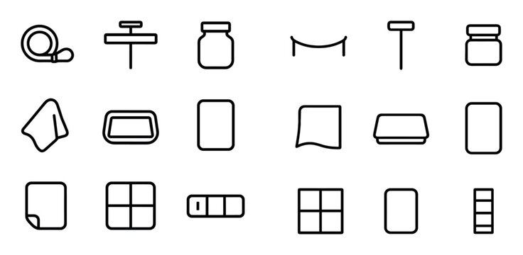 Planning and organization vector icons with tape measure, signpost and jar for web design in outline style