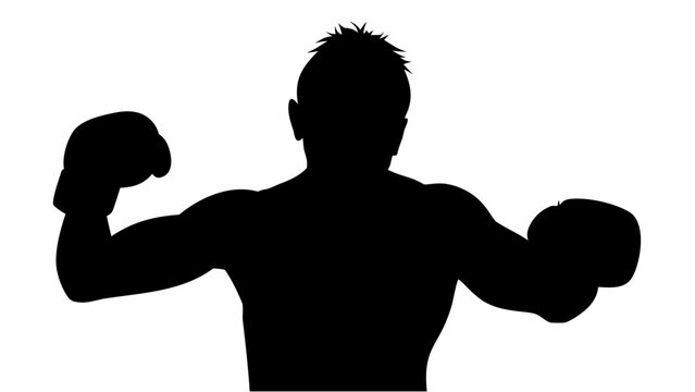 Mma fighter shadowboxing in silhouette athletic stance boxing gloves strong physique fitness motivation sports icon