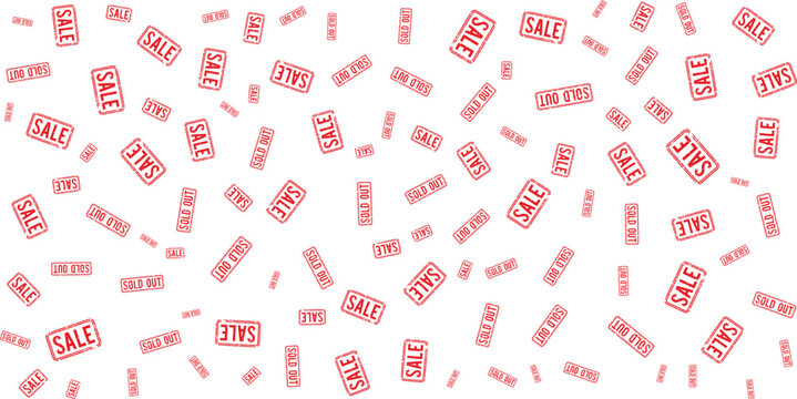 red sale and sold out stamps on transparent background