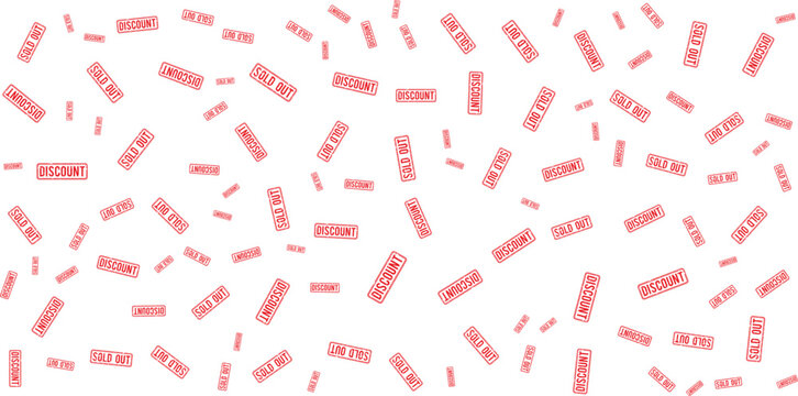 red discount and sold out stamps on transparent background