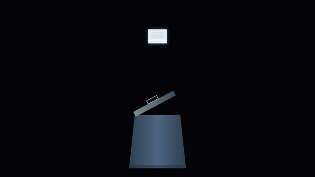 Document File Falling Into Trash Bin Animation