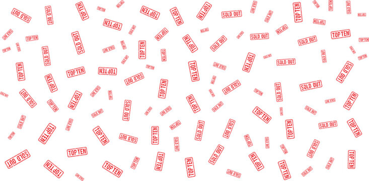 red top ten and sold out stamp pattern on transparent background
