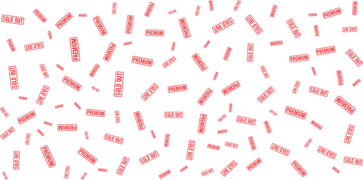 red premium and sold out stamps on transparent background